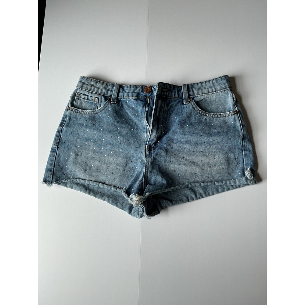 Mele & Pere Denim Shorts s Womens 10 Bling Bougie Rhinestone Studded‎ Frayed Hem